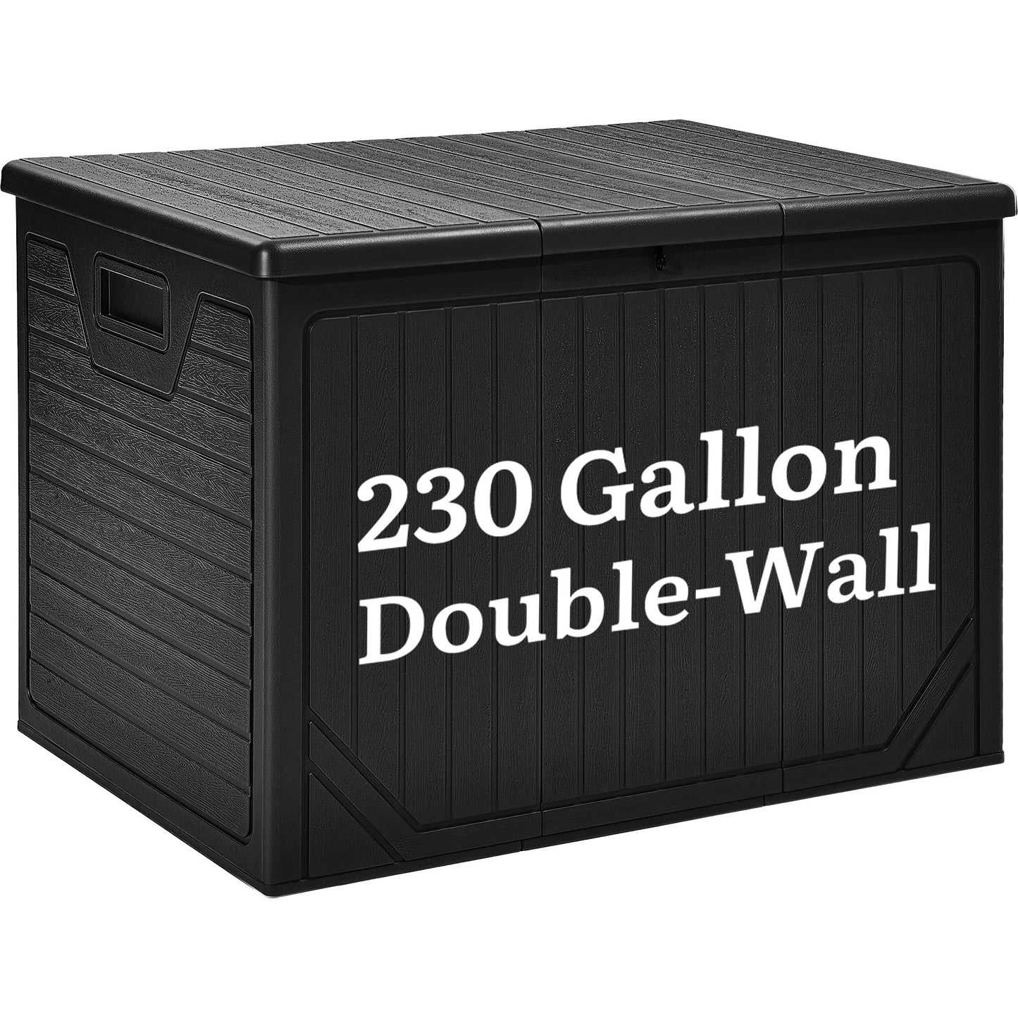 YITAHOME XXL 230 Gallon Extra Large Outdoor Deck Box, Lockable Resin Double-Wall Storage Box and Waterproof Patio Furniture Bin for Garden Tools & Pool Accessories, Black