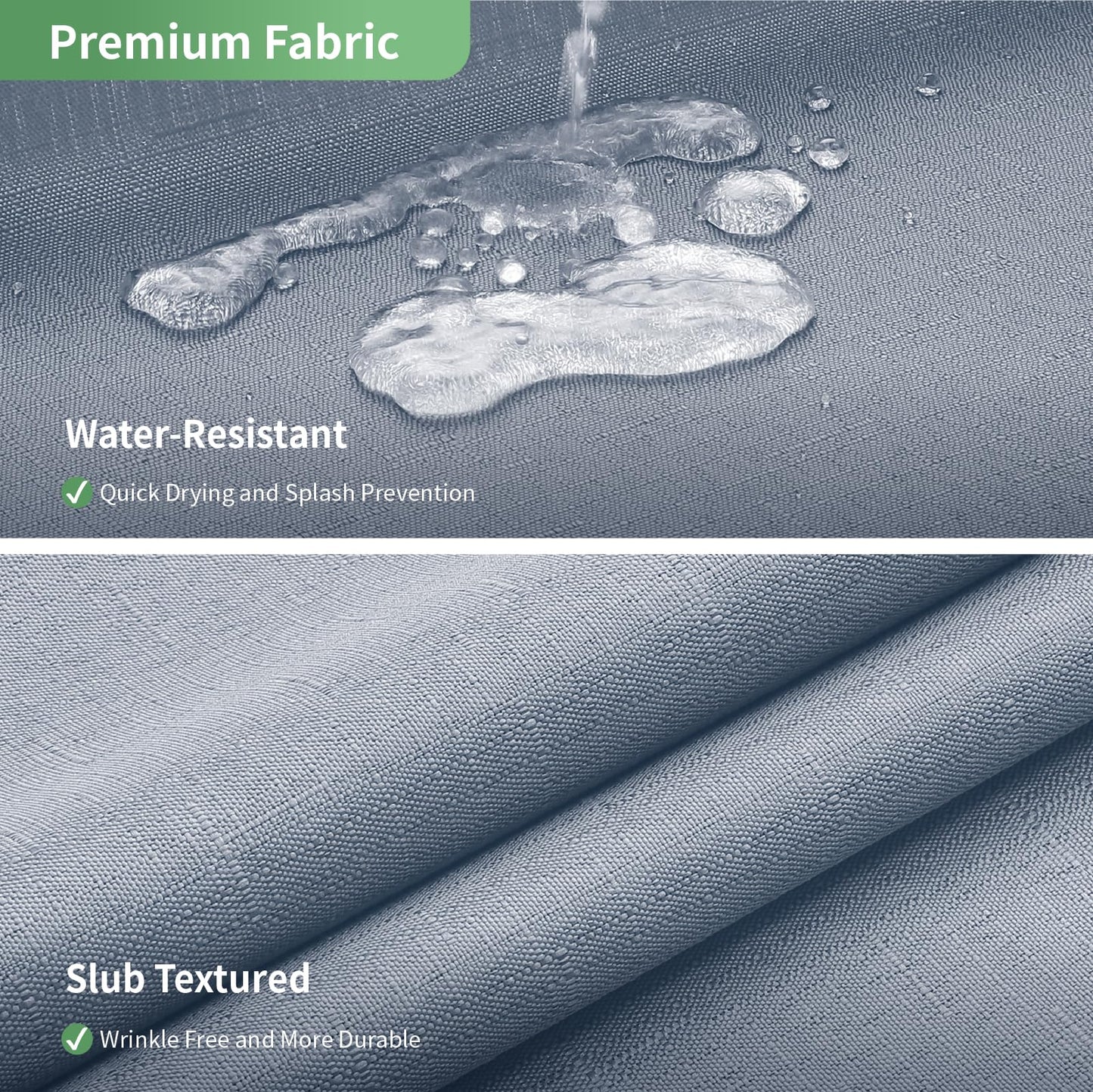 eachope Blue Long No Hook Shower Curtain with Snap-in Fabric Liner Set,Slub Textured Fabric Shower Curtains for Bathroom,Hotel Style Modern Shower Curtain,Water Repellent & Washable,71x80(78)