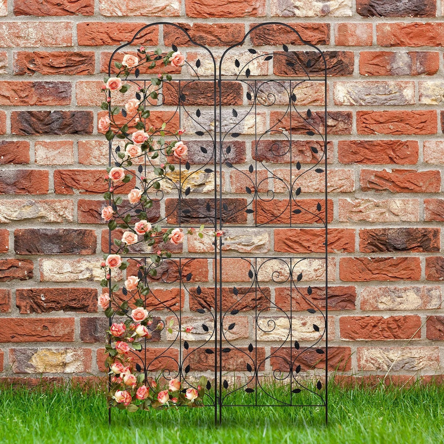 hogardeck 4 Packs 84 * 19 inch Metal Garden Trellis for Climbing Plants Outdoor,Heavy Duty,Black Coating Rustproof Trellis for Rose, Vegetable, Flowers, Expandable,Perfect for Training Climbing Plants