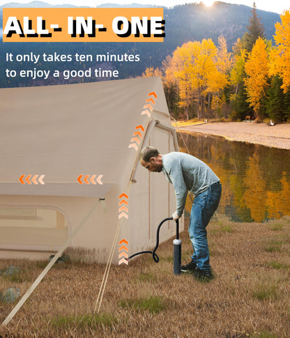 GarveeLife 2-4 Person Inflatable Camping Tent, Large Inflatable Tent House with Air Pump, Quick Assembly Luxury Camping Tent, Waterproof Oxford Fabric Suitable for All Seasons.