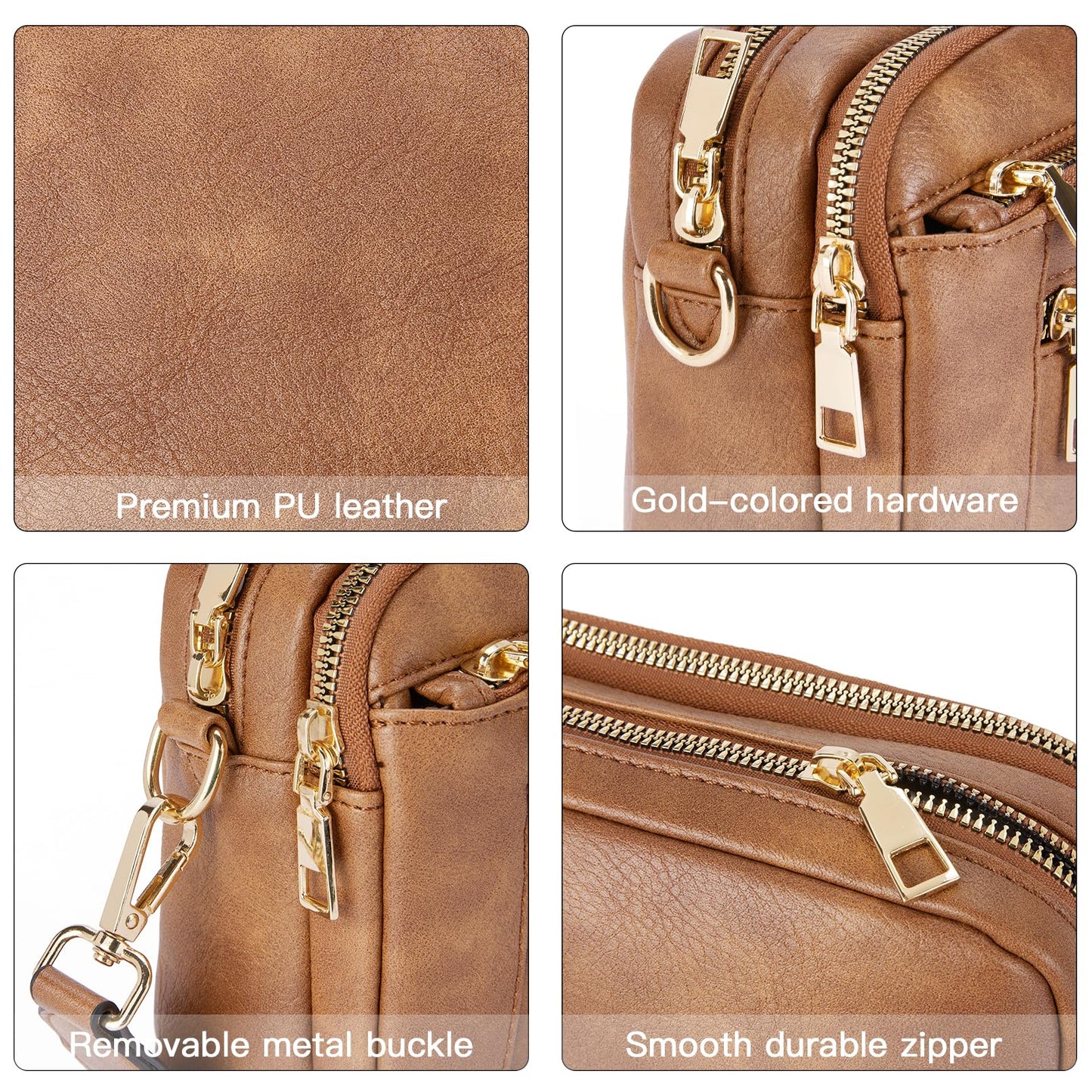 Telena Small Crossbody Bags For Women Vegan Leather Crossbody Purse With Adjustable Wide Strap For Daily Life