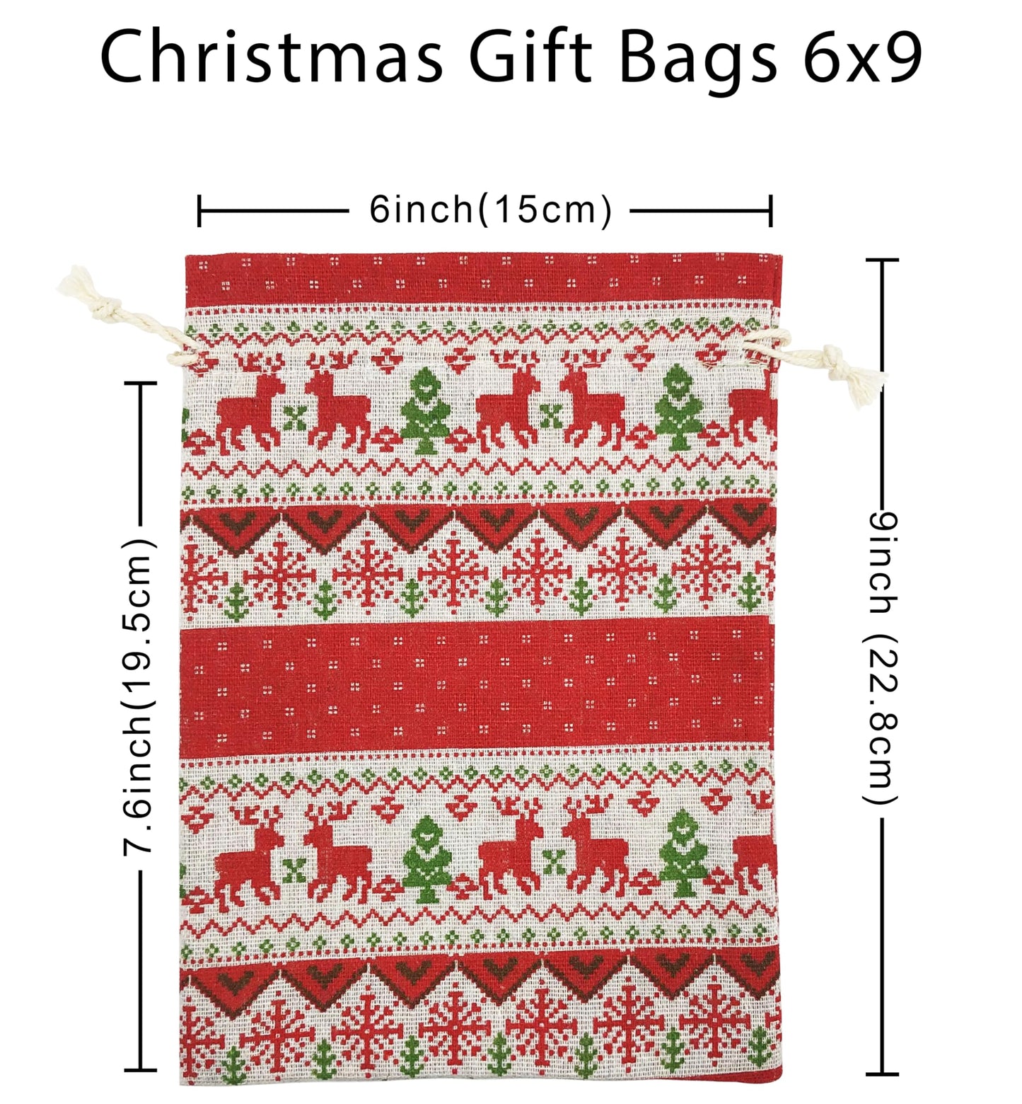 Jexila 24PCS Christmas Burlap Gift Bags 6X9 Inch Large Christmas Drawstring Goody Candy Treat Bags Reusable Christmas Linen Party Favor Pouch Jute Holiday Small Presents Wrapping Bags