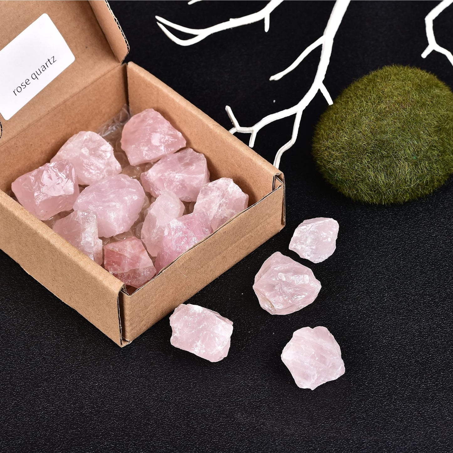 JIC Gem 12-16Pcs 0.7 Lbs Irregular Shape Rose Quartz Crystals and Healing Stones Pink Gemstone Raw Crystal Bulk Unpolished Madagascar Rock Rough Stones