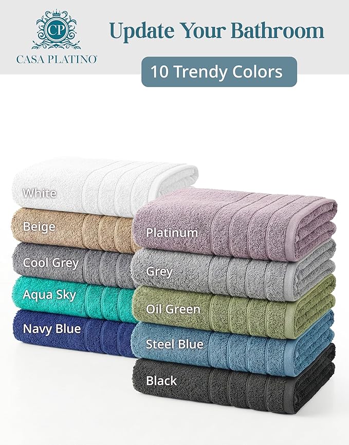 100% Cotton Bath Towels Set of 24 – 2 Bath Sheets, 2 Large Bath Towel, 2 Gym