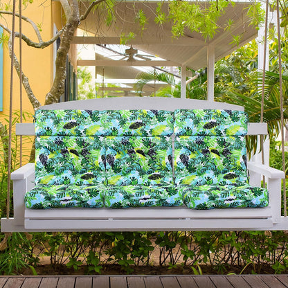 Barydat 4 Pcs Tufted High Back Chair Cushion Indoor Outdoor Seat and Back Cushions Palm Leaves Tropical Plants Lawn Rocking Chair Pads with Ties for Adirondack Patio Garden(Palm Leaf)