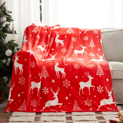 Joiedomi Christmas Throw Blanket - Soft Flannel Christmas Blanket - Warm Plush Holiday Decorative Throw - Winter Cozy Present Throw for Couch - 50” x 60" Red Nordic