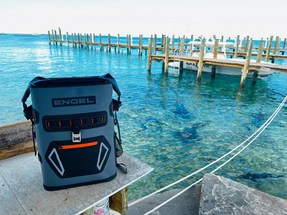 Engel BP25-GSF 25 Quart Roll-Top High Performance Backpack Cooler Dark Gray/Seafoam