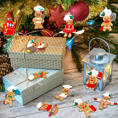 12pcs Gingerbread Christmas Decoration for Tree - Cooking Gingerbread Man Ornaments Christmas Hanging Decor for Xmas Tree Home Kitchen Decor Party Supplies