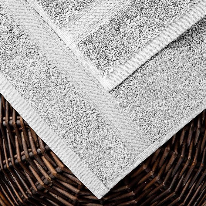 Superior Egyptian Cotton Solid Towel Set, Washcloths 13” x 13”, Hand Towels 20”