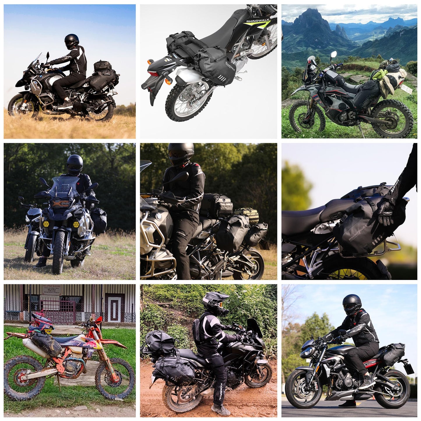Rhinowalk Motorcycle Saddle Bags Waterproof Motorbike Panniers Tail Side Bag Motor Powersports Luggage for Most Motorcycles Adventure Travel Long Rides, 18L (9L*2), Black 1 Pair