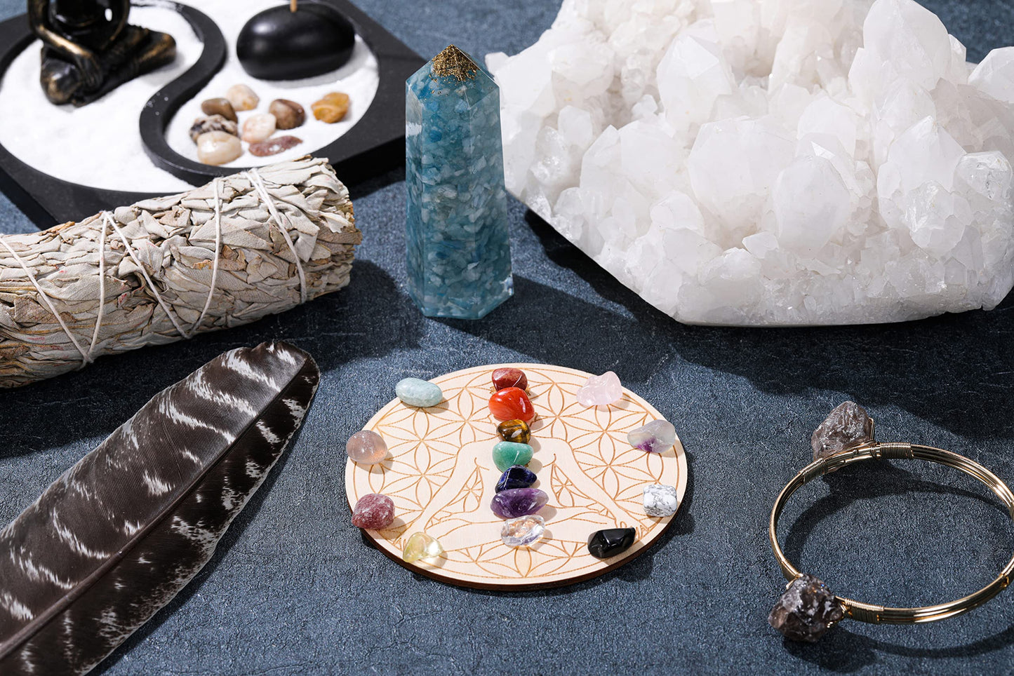 Jovivi 15 Assorted Tumbled Stones and Crystals Bulk, Irregular Rocks Natural Polished Gemstones and Crystals Quartz for Wicca Reiki Chakra Healing Meditation Home Indoor Decorations Christmas Day Gift