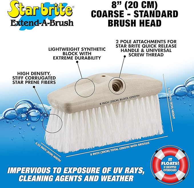 STAR BRITE 8" Heavy Duty Cleaning Brush – Durable, High-Density Star Prene