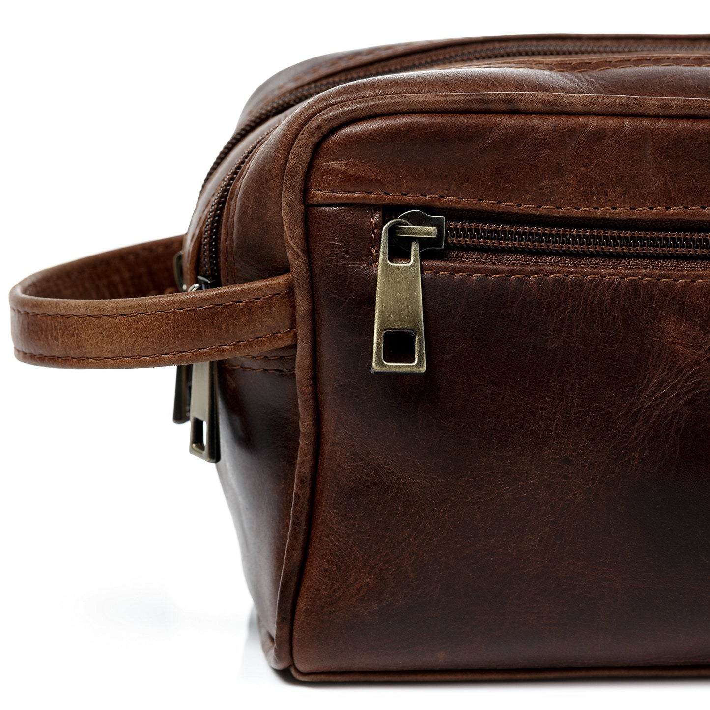 SID & VAIN wash Bag GATWICK Large Travel Overnight Wash Gym Shaving Bag Real Leather Toiletry Bag Leather Bag Men Women Unisex Brown