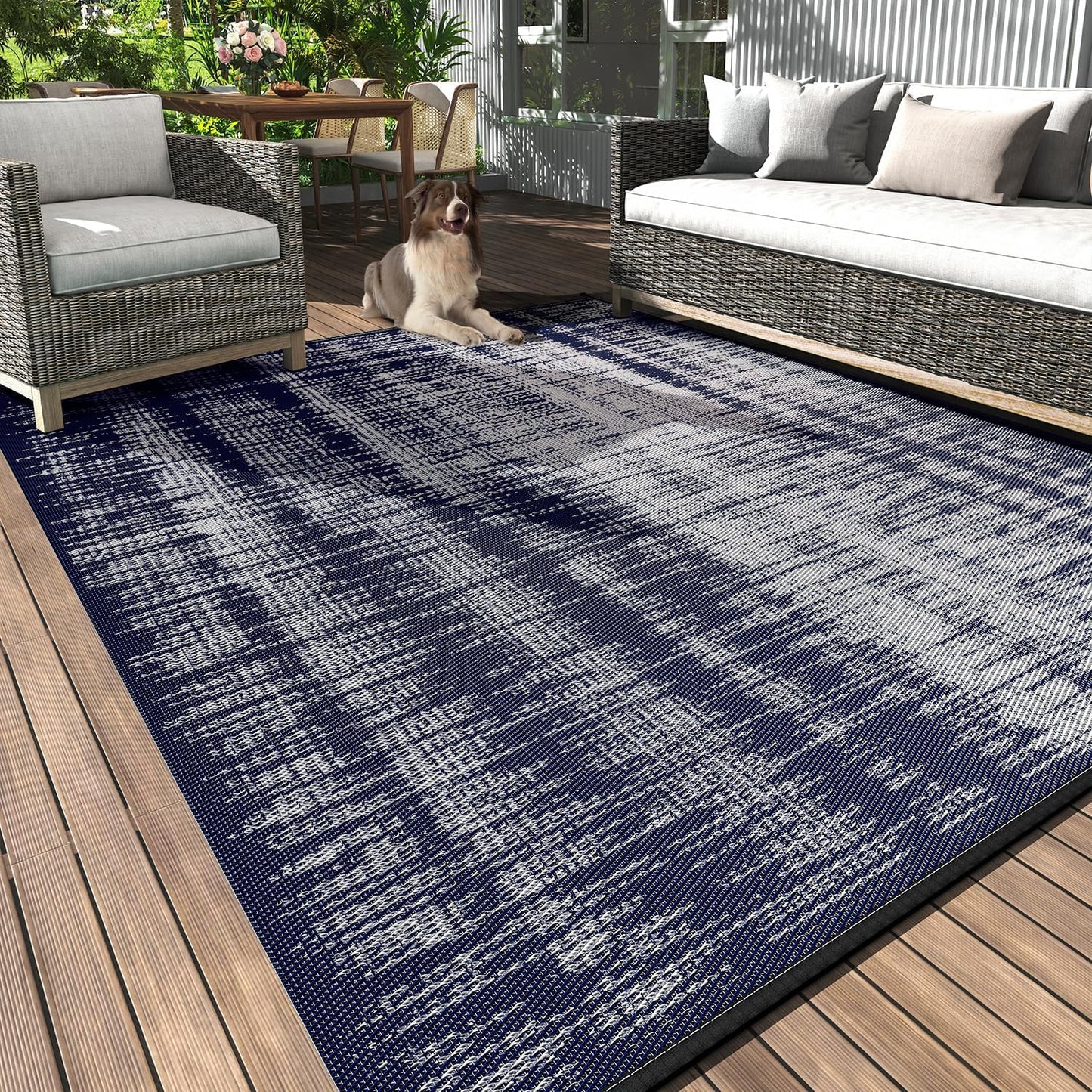 MontVoo Outdoor Rug Waterproof 9x18ft Outdoor Patio Rug Mat Reversible Plastic Straw Outside Rug Carpet Outdoor Rugs for RV Camping Picnic Beach Balcony Porch Deck