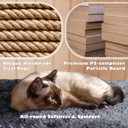 Yaheetech 138.5cm Cat Tree Tower Scratching Posts Multilevel Cat Climbing House with Condos & Ladder Pet Activity Centre for Indoor Kittens, Dark Grey