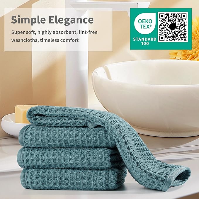 Microfiber Waffle Face Towels, 2 Pieces, Fast Drying, Lint Free 430 GSM