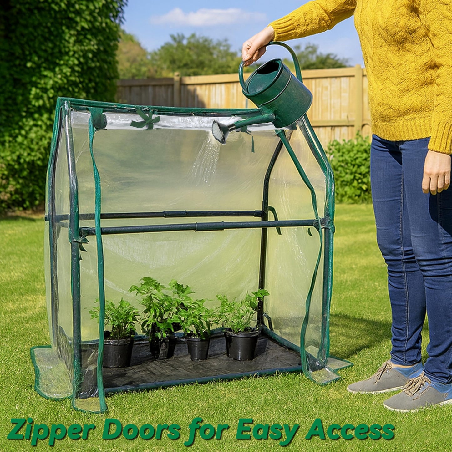 Gardzen Mini Greenhouse with Waterproof Base, Indoor/Outdoor Tabletop Greenhouse for Seed Starting, Plant Protection, Gardening & Winter Shelter, 36.2"(L) x18.9(W) x33.3(H)