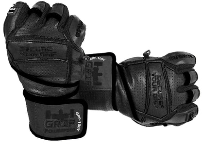 Elite Leather Gym Gloves with Built in 2" Wide Wrist Wraps Grip & Design for Weightlifting Power Lifting Bodybuilding & Strength Training Workout Exercises