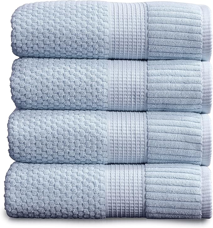 NY Loft 100% Cotton Bath Towel 4 Pack | Super Soft & Absorbent Quick-Dry Bath
