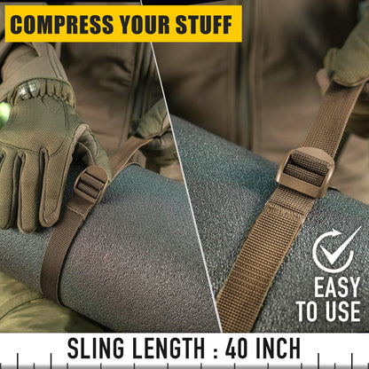 M-Tac Pack of 2X Utility Strap for Backpack Tactical Lashing for MOLLE Gear Plastic Buckle (Coyote, 40 inches)