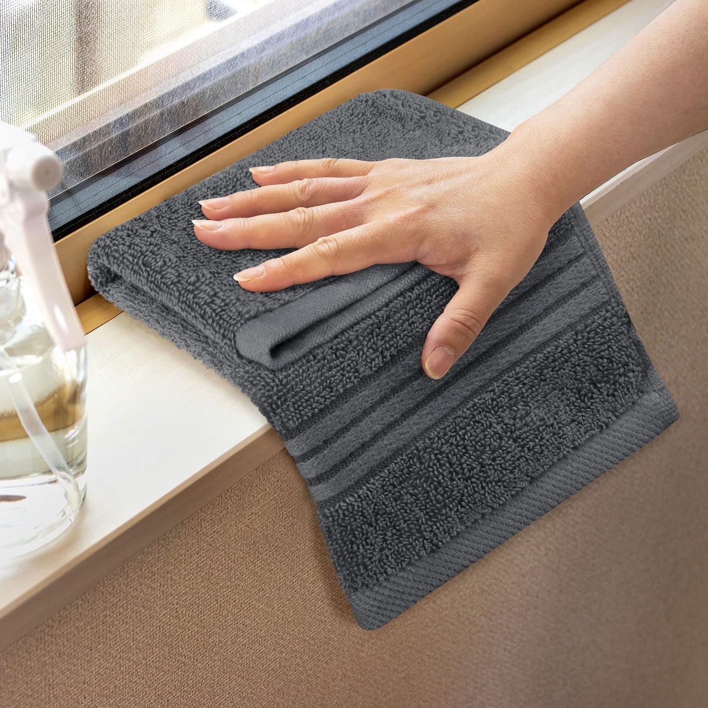 Utopia Towels - 12 Pack Luxury Flannel Face Cloth Set (30 x 30 CM) 100% Cotton Ring Spun, Highly Absorbent and Soft Feel Washcloths for Bathroom, Spa, Gym, and Face Towel (Grey)