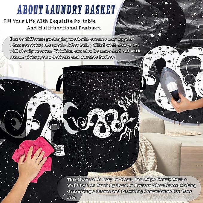 Funny Snakes Laundry Basket Oxford Cloth Sun Starry Sky Moon Laundry Hamper