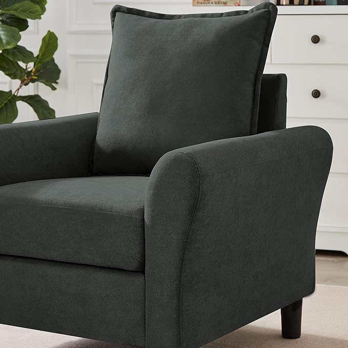 Mid-Century Accent Chairs Set of 2, Modern Linen Fabric Armchair