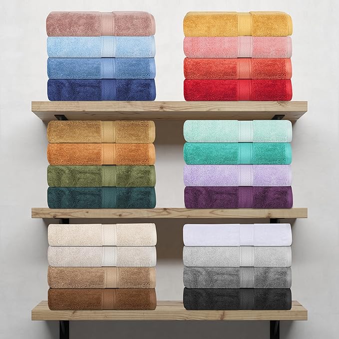 SUPERIOR Egyptian Cotton Pile 6 Piece Towel Set, Includes 2 Bath, 2 Hand