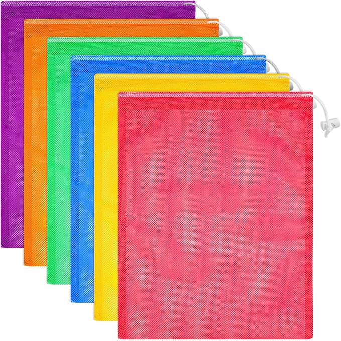 Frienda 6 Pieces Mesh Stuff Sack, 11 x 15 Inch Durable Nylon Drawstring Laundry