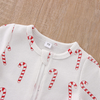 Twopumpkin Newborn Baby Girl Boy Christmas Outfit Plaid Long Sleeve Romper One Piece Zipper Jumpsuit Fall Winter Clothes (A-Santa gifts,6-12 Months)