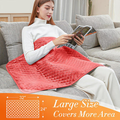 King Size Heating Pad for Back Pain 32"x24" Extra Large Electric Heating Pad for Period Cramps Relief & Body Neck Shoulder Auto Shut Off Heat Pad Temperature Settings Machine Washable Gray