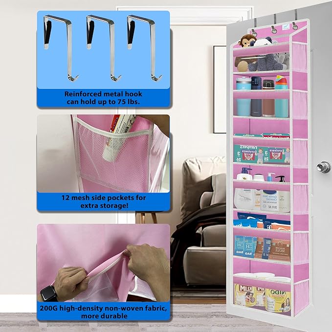 over the door organizer, Solid Bamboo Board 6-Tier Heavy Duty 75LB, 12 Side