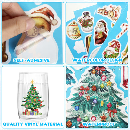 Christmas Gnomes Wall Stickers Decoration 12 Sheets, Christmas Wall Decals Holiday Gnome Decor, Winter Snowflake Vinyl Stickers for Living Room Bedroom Home Office Decor