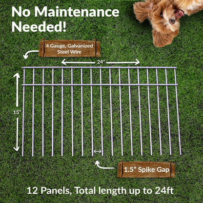 Dig Defence Original Animal Barrier Fence - X-Large Decorative Garden Fence, Outdoor No Dig Fence for Dogs and Rabbits, Yard and Patio - 24”(L) x 15”(H), 12 Pack