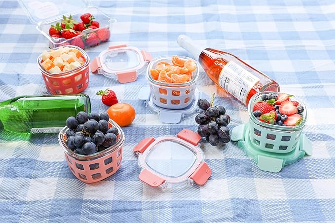 Ello Duraglass Glass Meal Prep Sets Leak-Proof Glass Food Storage Containers