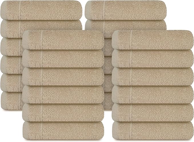 Tens Towels Pack of 24 Washcloths, 12 x 12 Inches, Lighter Weight, Quick to Dry