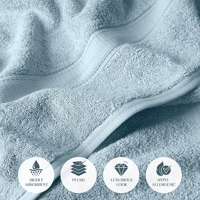 SUPERIOR Egyptian Cotton Pile 6 Piece Towel Set, Includes 2 Bath, 2 Hand