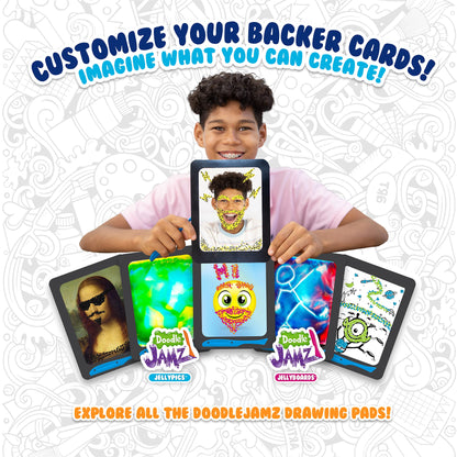 Sky Castle DoodleJamz JellyBoards — Squishy Drawing Pads Filled with Non-Toxic Sensory Gel – No-Mess Fidget Art – ASMR – Re-usable for Endless Artistic Creations (Yellow on Blue Gel)