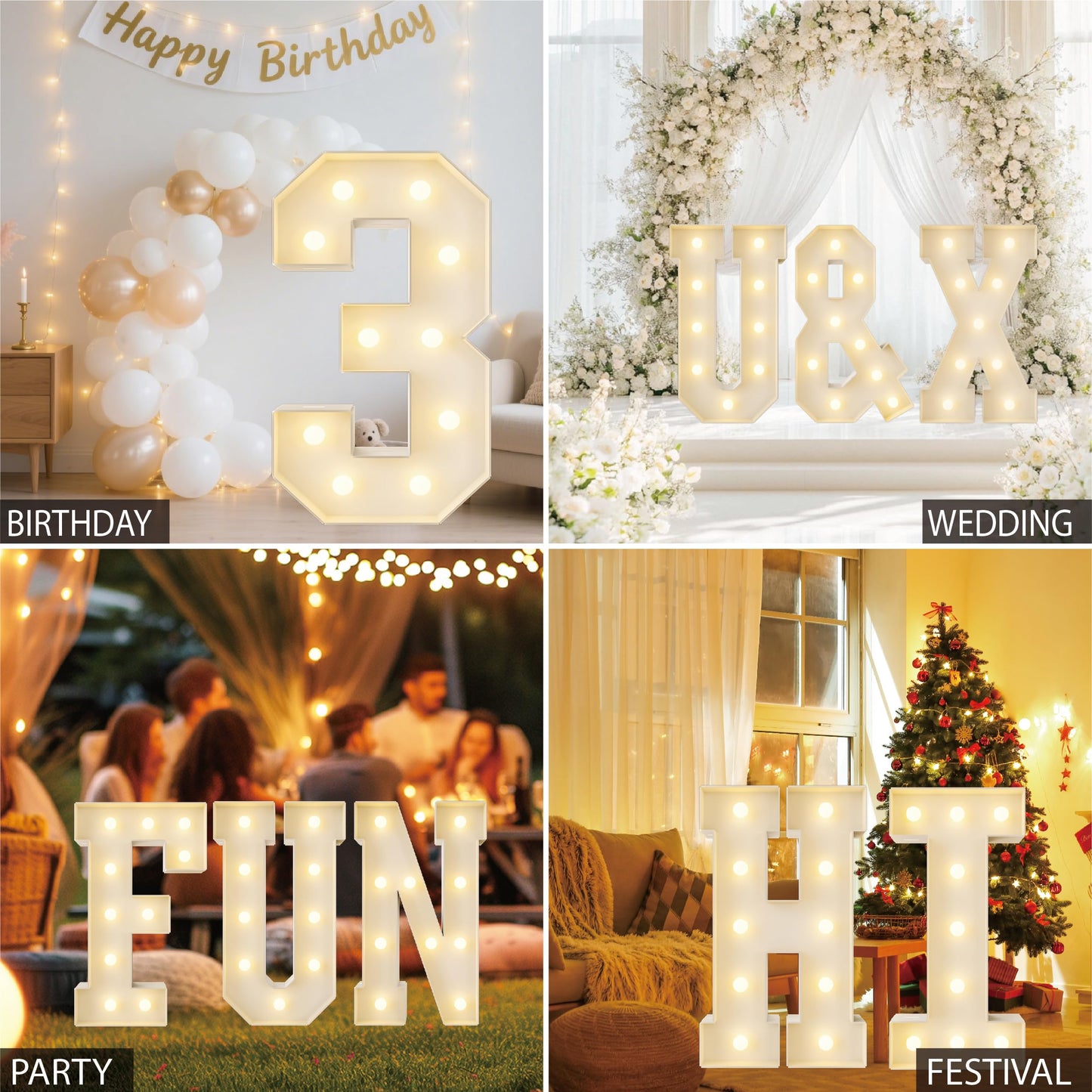HXWEIYE Big Light Up Letters N，3FT Large Marquee Letters with lights, Mosaic Balloon Frame, Giant Baby Letter for baby shower Birthday Graduation Engagement Party Wedding Christmas Decor (Warm White)