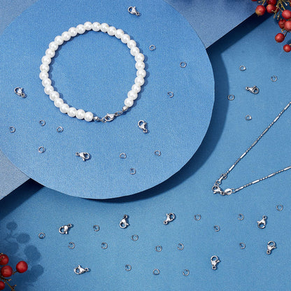 PH PandaHall 60pcs 304 Stainless Steel Lobster Clasps with 120pcs 4mm Open Jump Rings Jewelry Clasp Connector Bracelet Clips Closures for Earring Bracelet Necklace Pendants Waist Chain DIY Craft