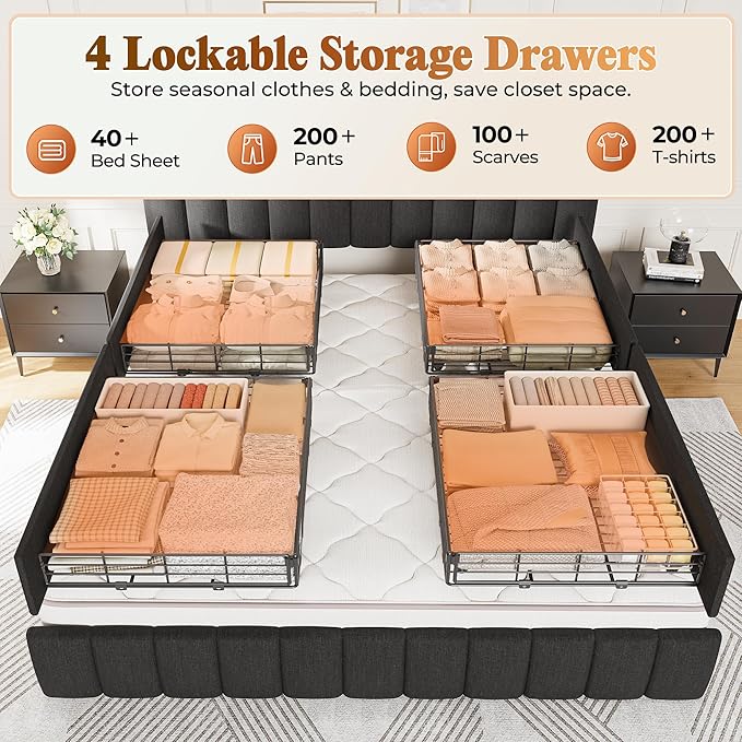 PRAISUN Bed Frame King Size