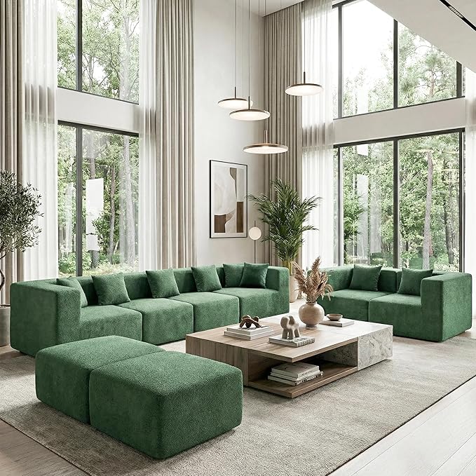 MONVANE Modular Sectional Sofa, Oversized 8 Seat Convertible U Shaped Couch