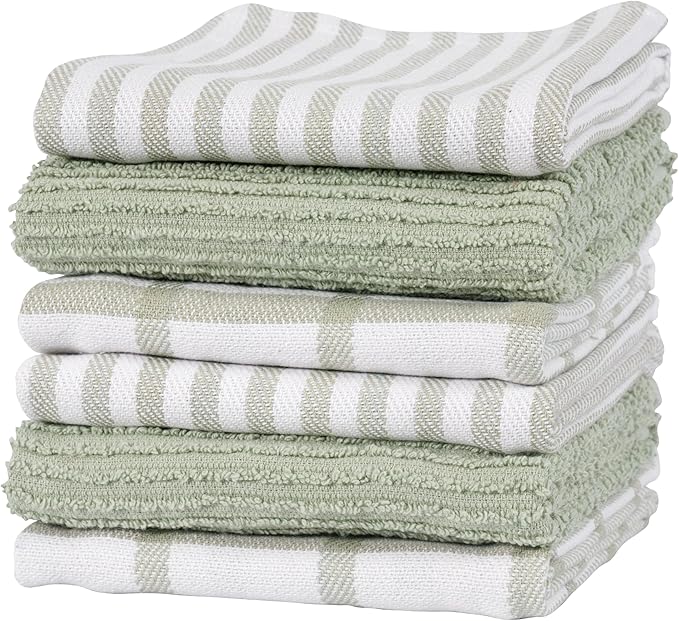 KAF Home Premium Kitchen Towels, Large 100% Cotton, Flat & Terry Absorbent Dish