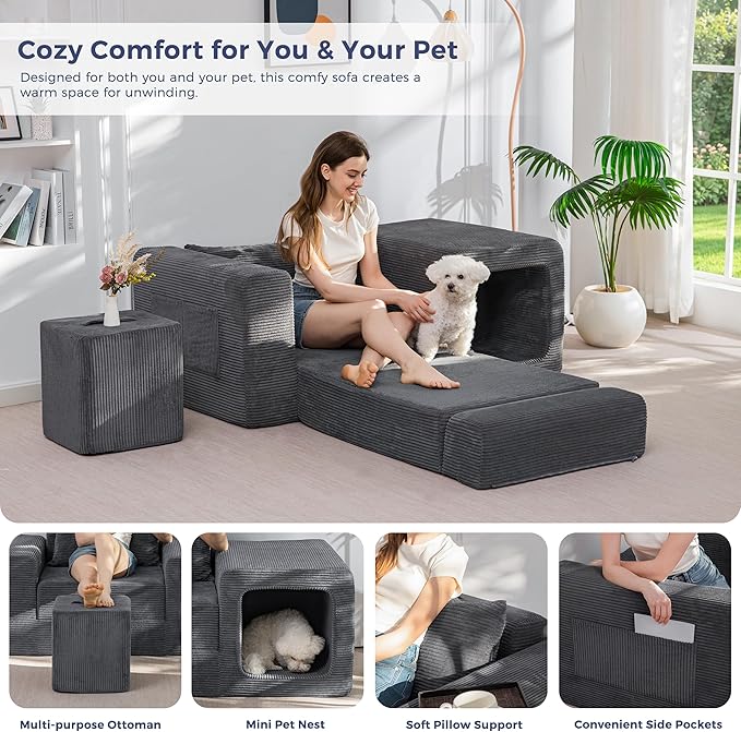 MAXYOYO Folding Sofa Couch, Convertible Floor Sofa