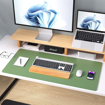 Aothia Leather Desk Pad, Large Non-Slip Laptop Mat, Waterproof PU Leather Table Mat for Office and Home (60cmX35cm, Olive Green)