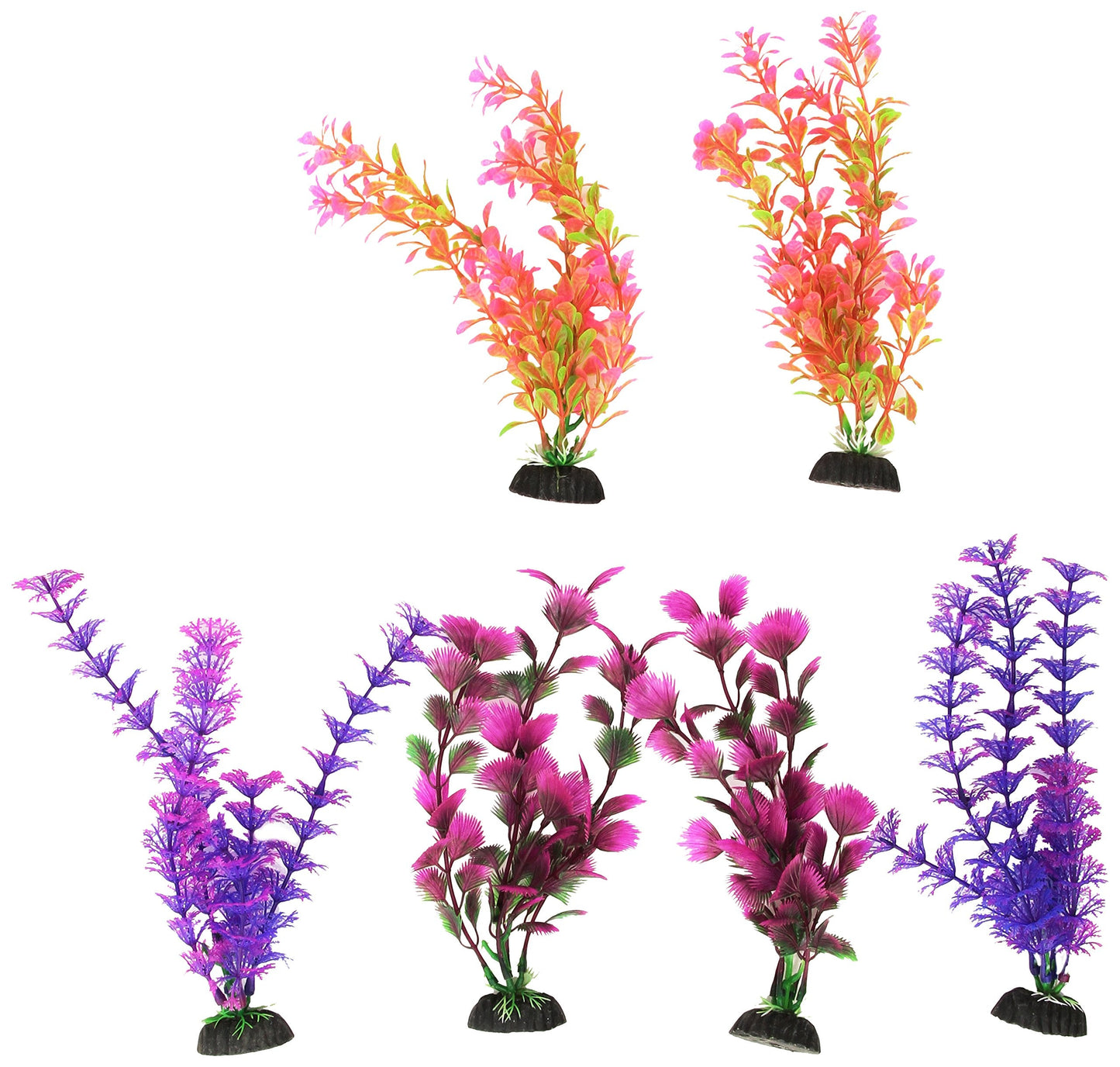 Penn-Plax Aqua-Plants Plastic Aquarium 6 Piece Plant Bundle – Vivid Appearance and Gentle Texture – Multicolored – 8” Height