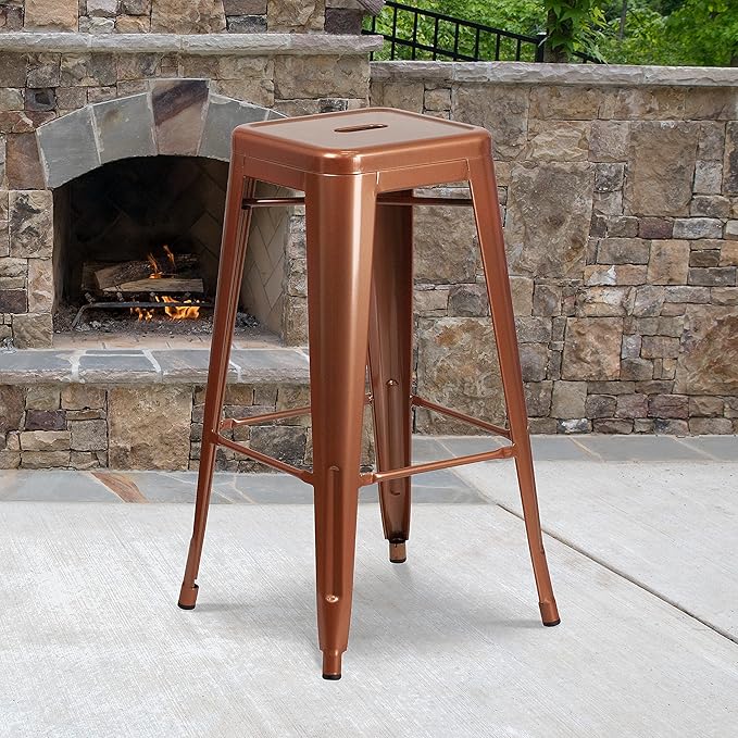 Flash Furniture Commercial Grade 30" High Backless Copper Indoor-Outdoor