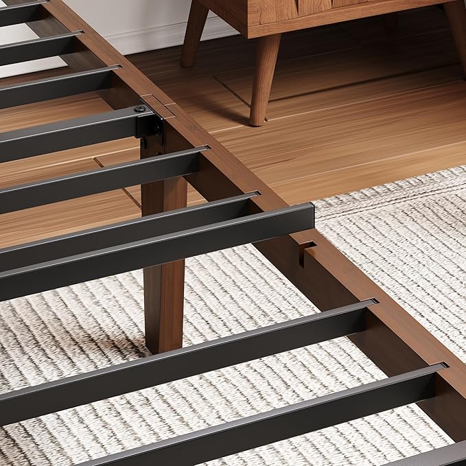 BOSRII 14in High Solid Bamboo Wood Platform Full Size Bed Frame