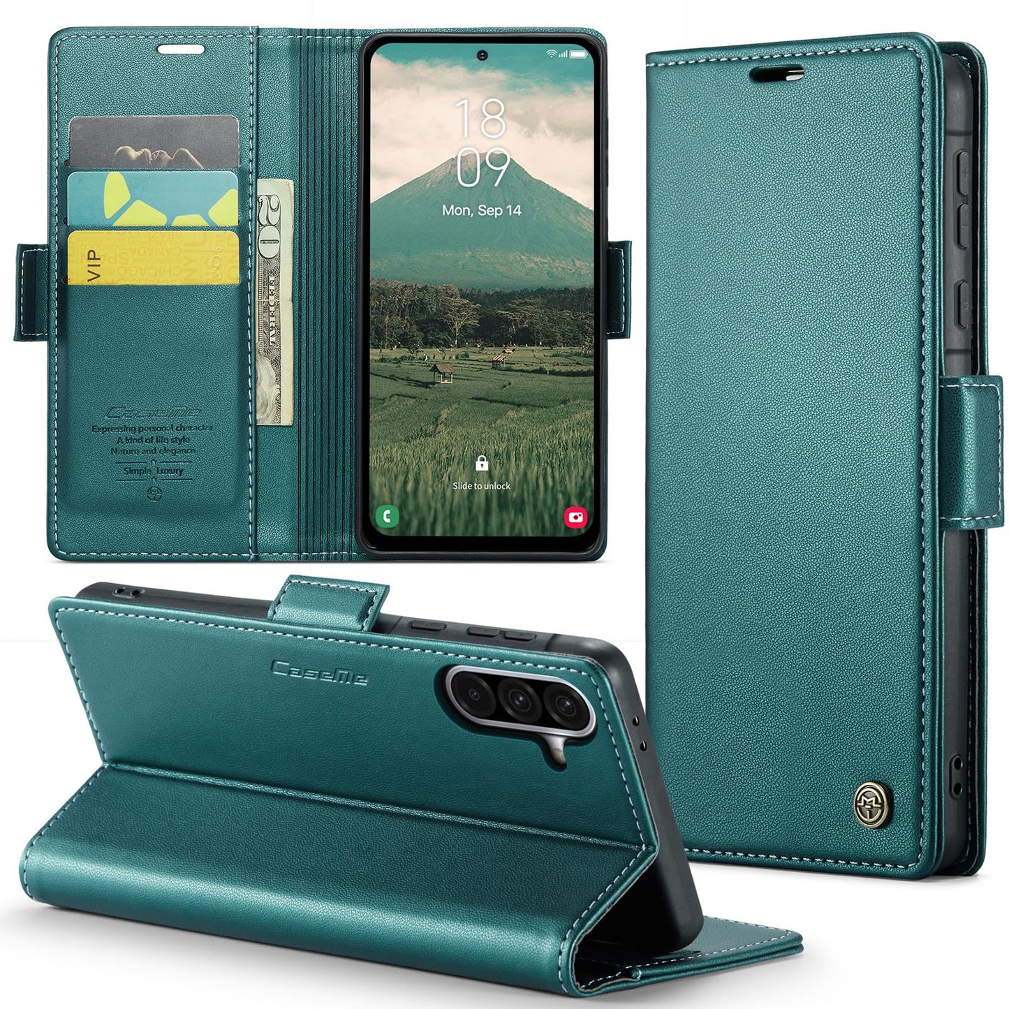 Phernykas Cover for Samsung Galaxy A56 Wallet Case with Card Holder, Kickstand RFID Blocking Magnetic Closure Shockproof Protective PU Leather Case for Samsung A56 Flip Wallet - Green