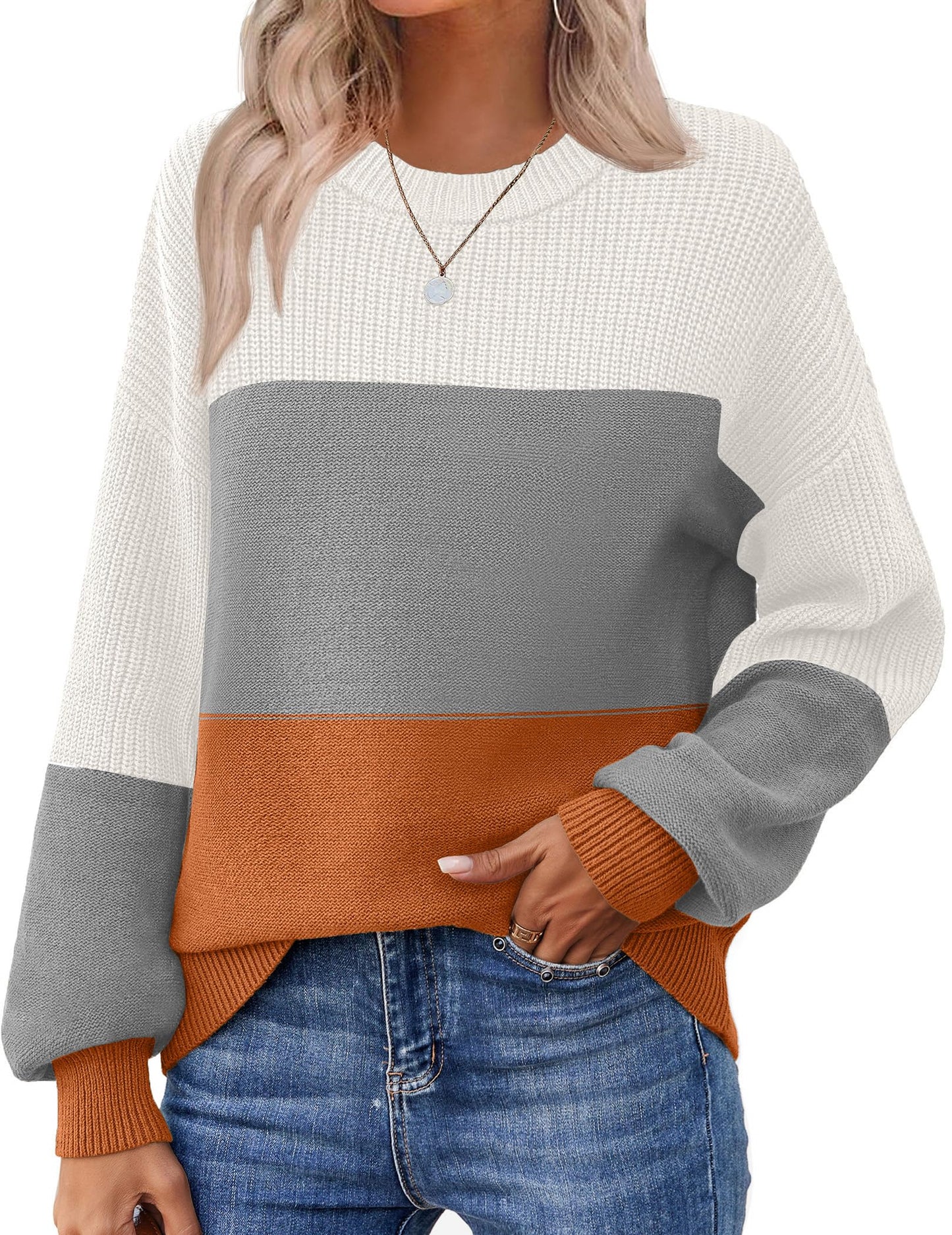 Zeagoo Women's 2025 Fall Chunky Knit Sweater Oversized Crewneck Long Sleeve Winter Cotton Pullover Sweaters Jumper Tops